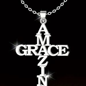 NWOT Silver 'Amazing Grace' Pendant w/ Necklace